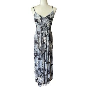 New York & Company Black and White Floral Print Maxi Dress Sz S
